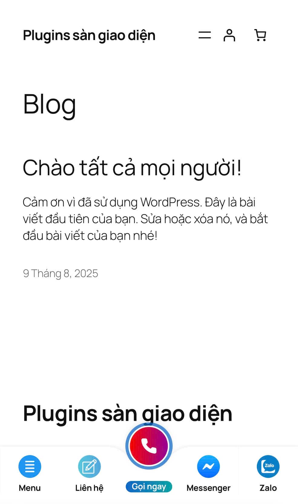 Minh hoạ thanh Contact Footer trên màn hình mobile